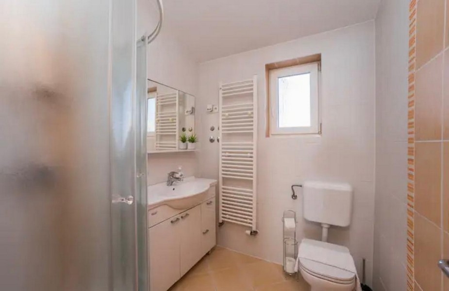 Koupelna s oknem a sprchovým koutem