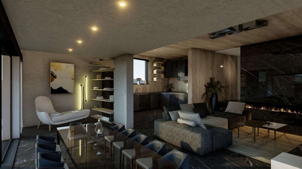 Otevřená kuchyně s jídelním koutem