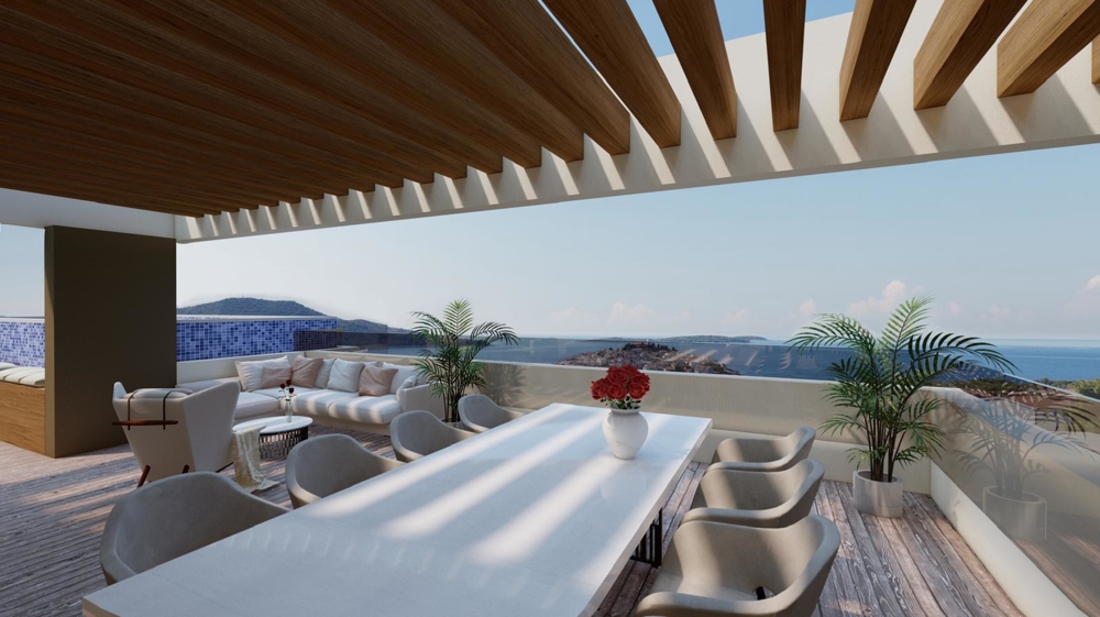 Bazén na střešní terase nemovitosti A3330 v Chorvatsku.