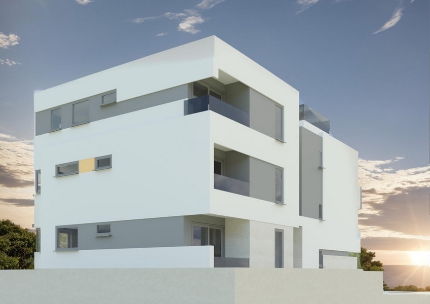 Zadní část apartmánů A3350 v Novalji, ostrov Pag.