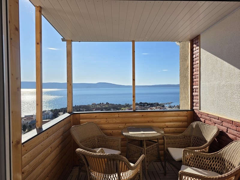 Výhled na moře z terasy objektu A3552 v Novi Vinodolski - Panorama Scouting.