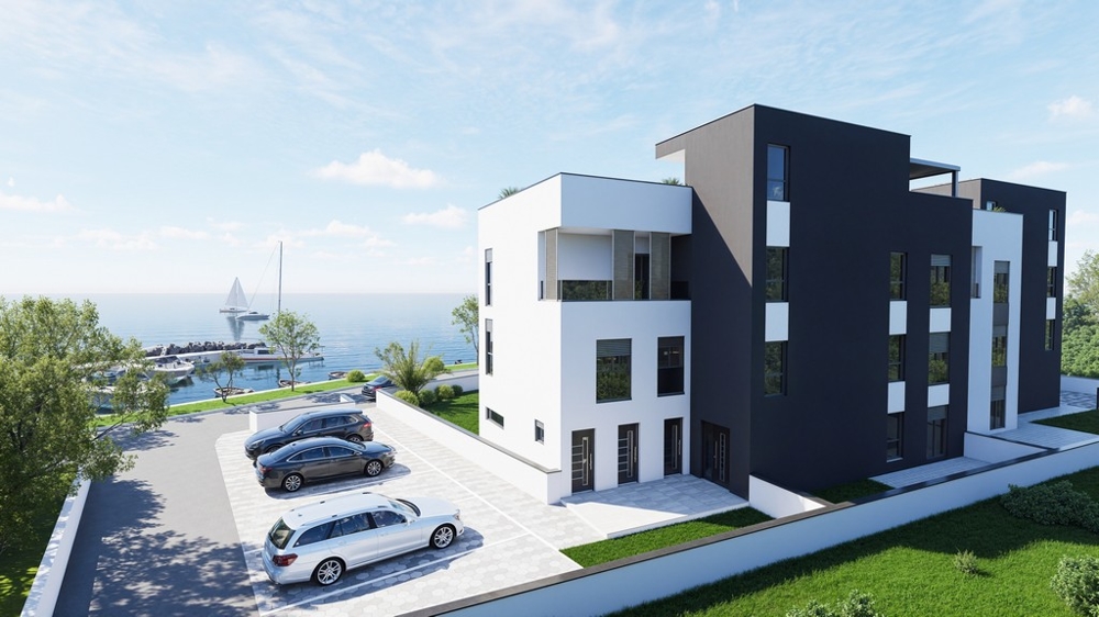 Vizualizace zadní části s parkovacími místy