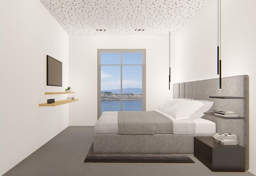 Ložnice s výhledem na moře s moderním designem