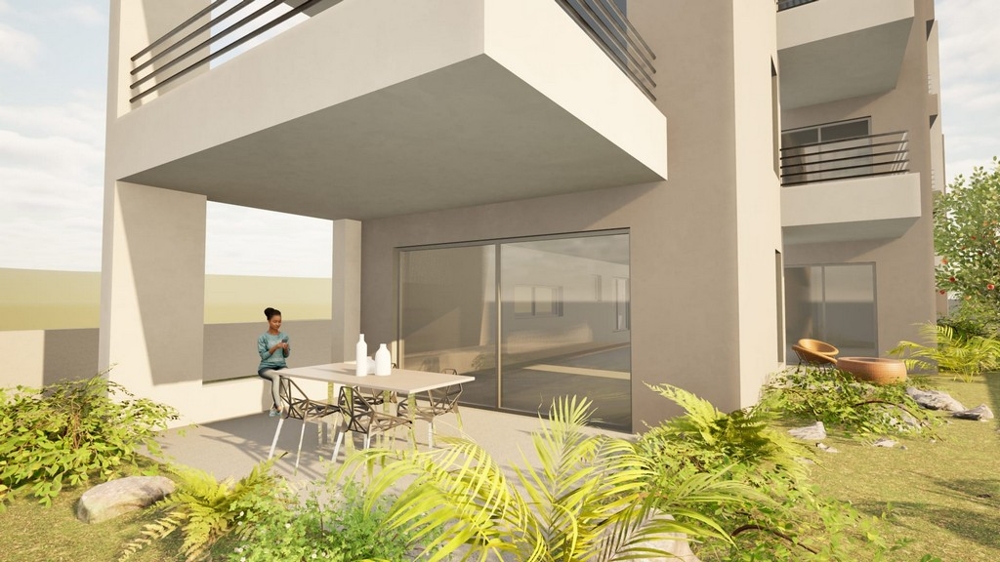 Terasa v přízemí nového bytu