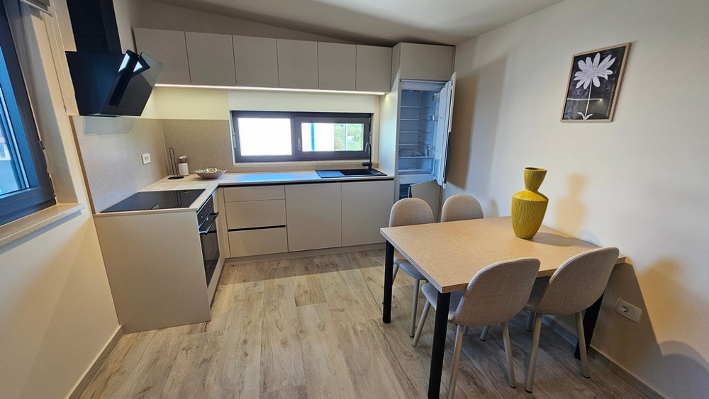 Moderní kuchyně s obývacím prostorem v apartmánu v Chorvatsku