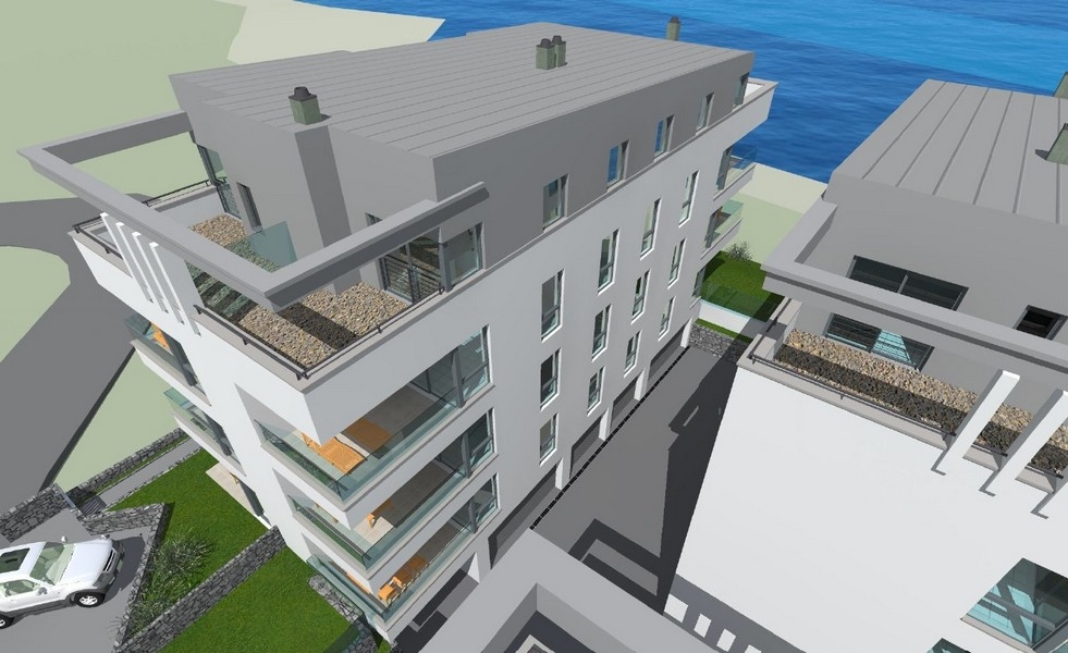 Nově postavené apartmány v první řadě u moře na Pagu