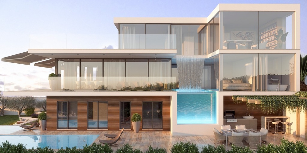 Krásná oblast, ve které se stavební pozemek nachází ve druhé řadě k moři.