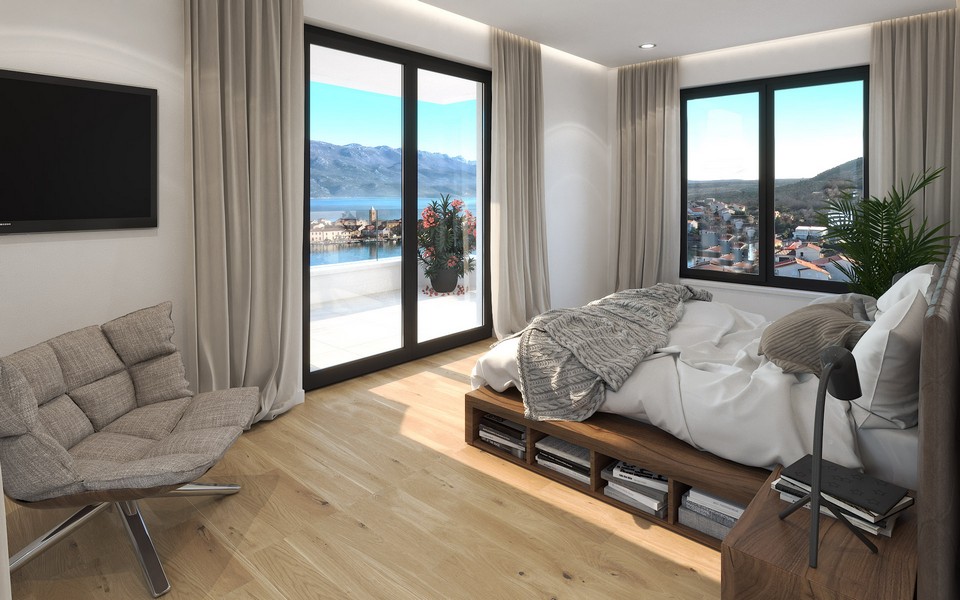 Ložnice s výhledem na moře.