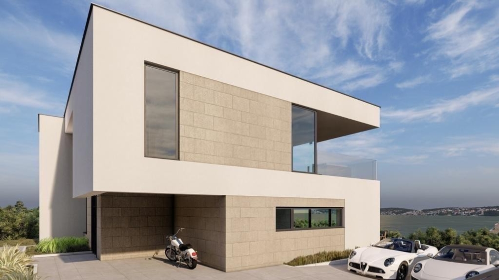 Zadní strana vily H2548, Chorvatsko, ostrov Krk.