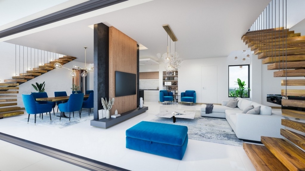 Vnitřní schody vedou z obytné části do horního patra vily H2713 na Istrii u Poreče - Panorama Scouting.