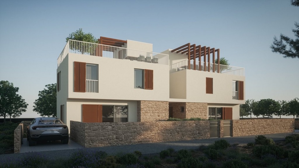 Dvojdomy na prodej u moře v Tribunji, Chorvatsko.