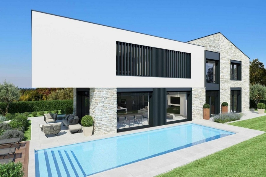 Luxusní vila s bazénem a výhledem na moře na Istrii na prodej - Panorama Scouting H3433.