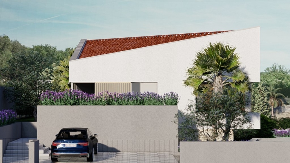 Zadní část vily H3474, která je na prodej v Chorvatsku na ostrově Krk.