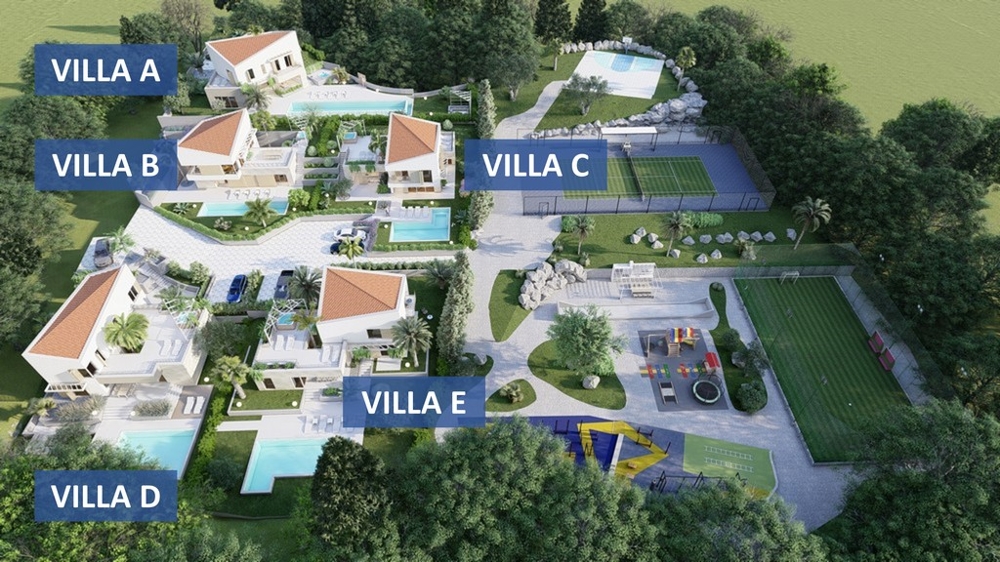 Orientační mapa vil A až E v areálu