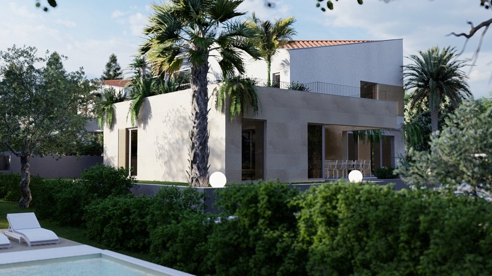 Vila s prostornou terasou a bazénem