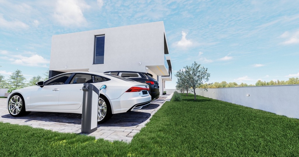E-nabíjecí stanice pro parkovací místa ve vile H3489.