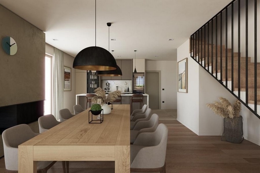 3D vizualizace jídelního prostoru.