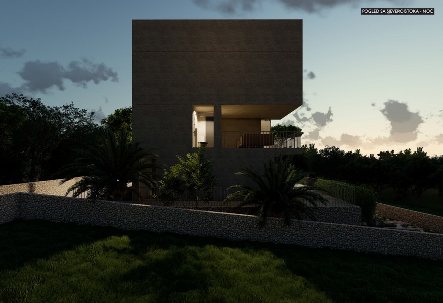 Vizualizace boční pohled na vilu H3615 v noci