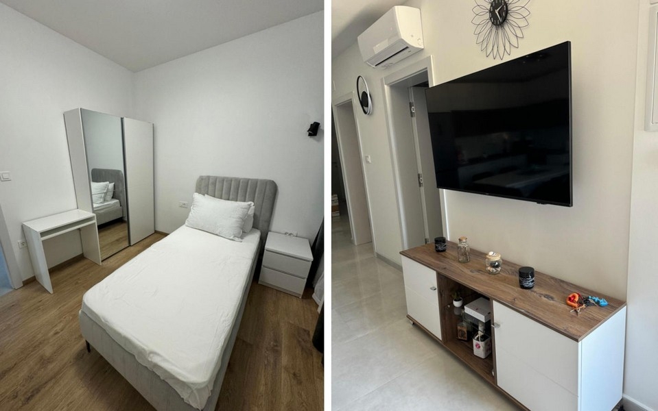 Jednolůžkový pokoj s postelí a skříní