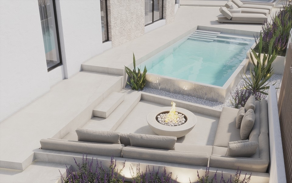 Krásný venkovní areál - 3D vizualizace.