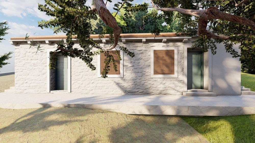 Modernizovaný kamenný dům se středomořskou fasádou a terasou