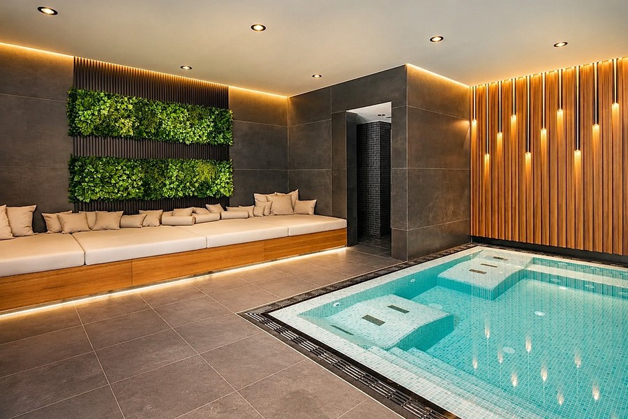 Vyhřívaný krytý bazén ve wellness