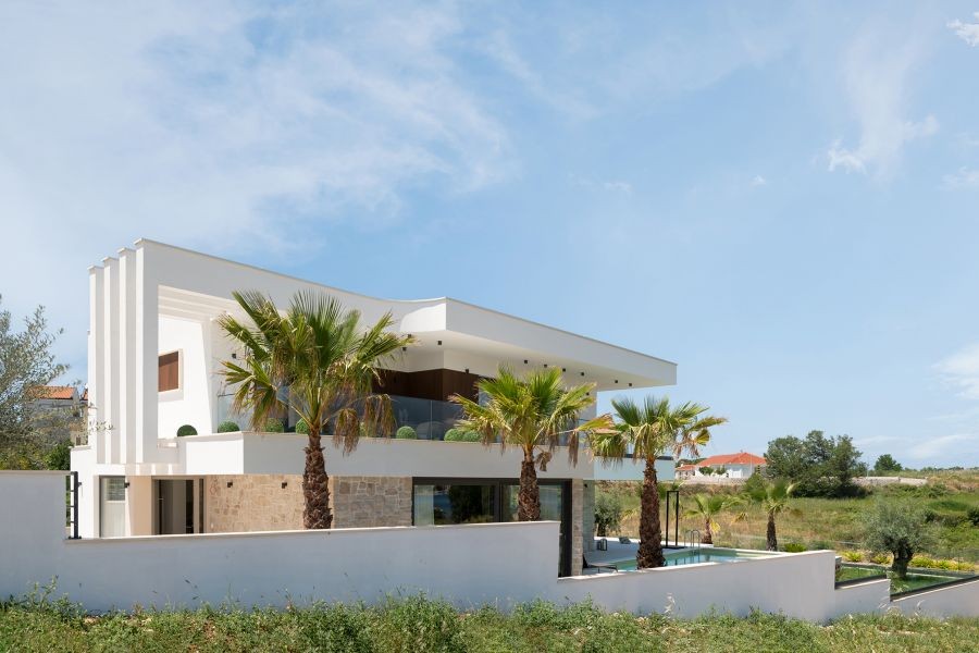 Vila s palmami a bazénem